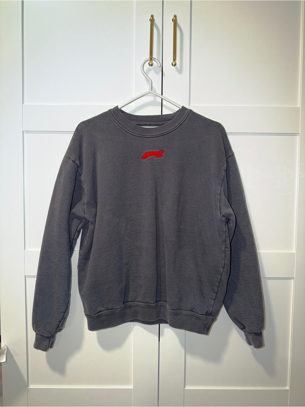 PacSun Charcoal Crewneck Sweatshirt with Red F1 Stitch